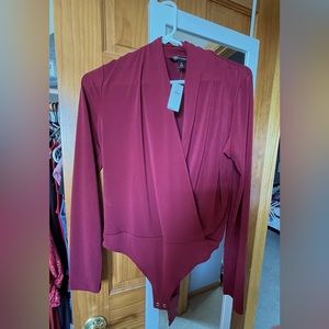 Banana Republic maroon long sleeve bodysuit